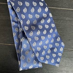 Blue and silver silk tie